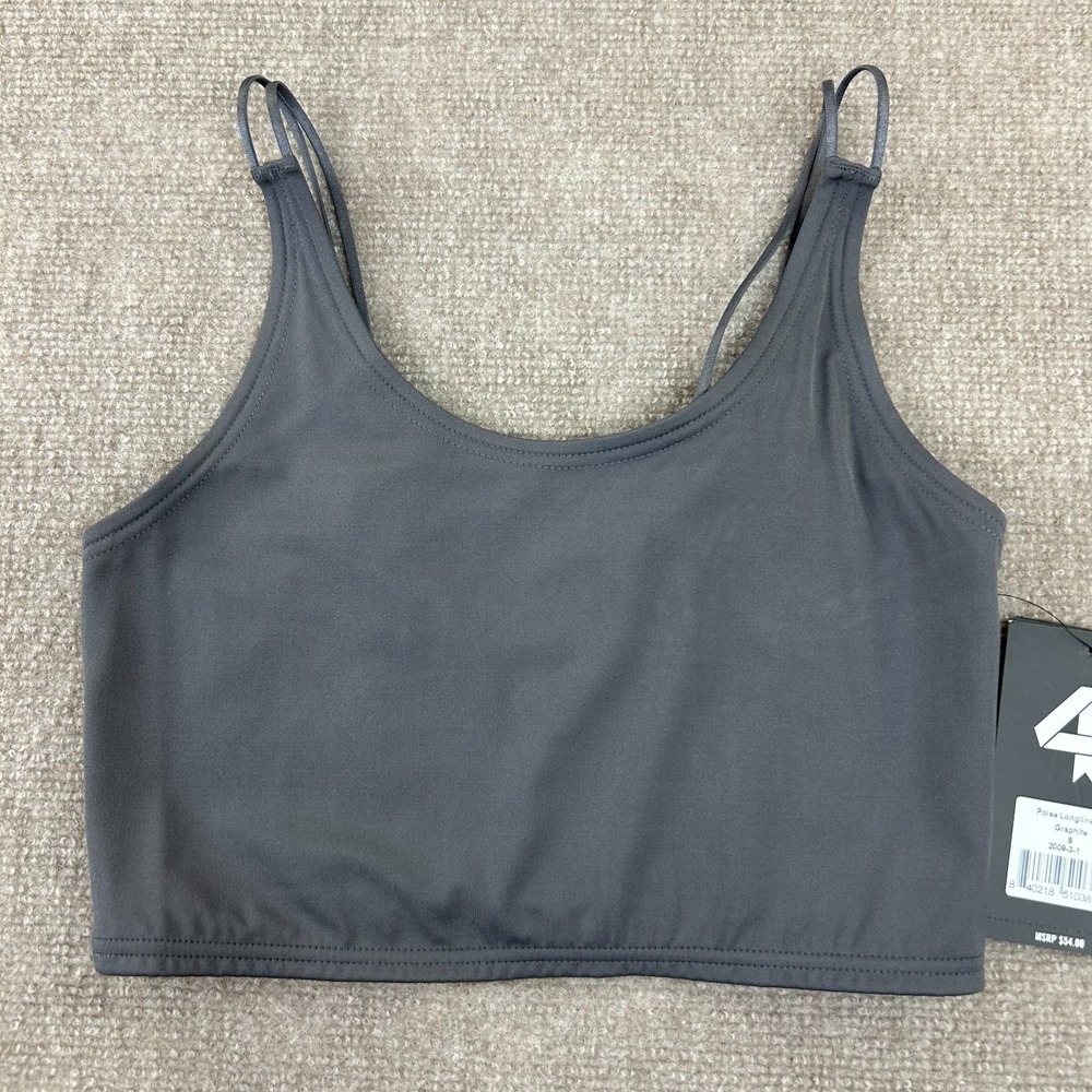 Fourlaps Poise Longline Sports Bra Womens Large Gray Nylon Stretch Athletic Fit